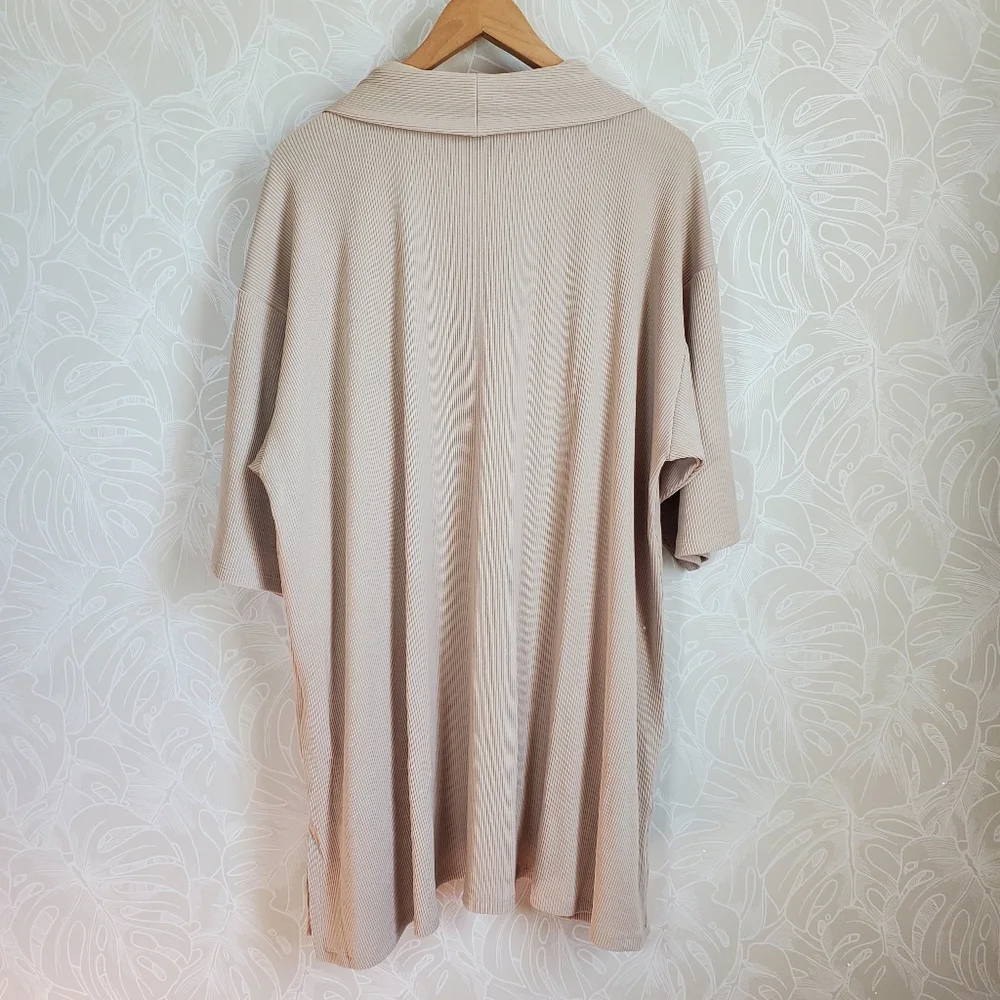 Eileen Fisher Ribbed Organic Cotton Blend Jacket In Chalk Light Tan Sz 2X $228 - Picture 8 of 12
